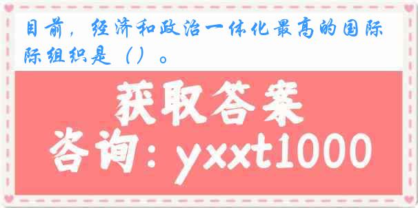 目前，经济和政治一体化最高的国际组织是（）。