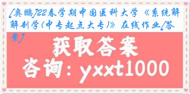 [奥鹏]22春学期中国医科大学《系统解剖学(中专起点大专)》在线作业[答案]