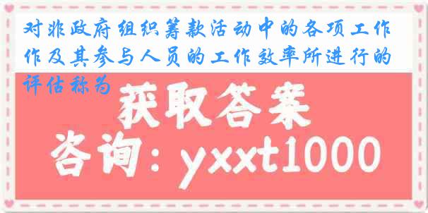 对非政府组织筹款活动中的各项工作及其参与人员的工作效率所进行的评估称为