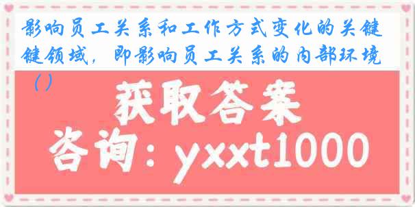 影响员工关系和工作方式变化的关键领域，即影响员工关系的内部环境（）