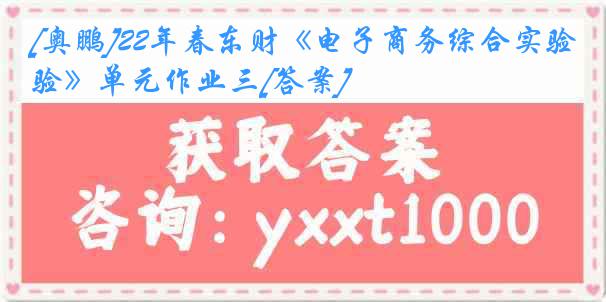 [奥鹏]22年春东财《电子商务综合实验》单元作业三[答案]