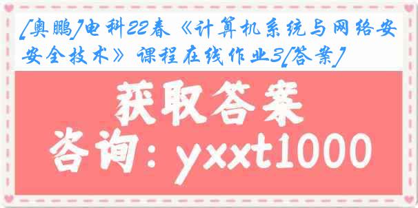 [奥鹏]电科22春《计算机系统与网络安全技术》课程在线作业3[答案]