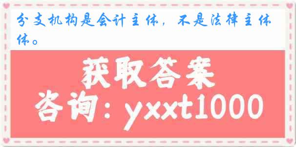 分支机构是会计主体，不是法律主体。