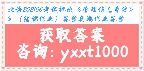 北语202106考试批次《管理信息系统》（结课作业）答案奥鹏作业答案