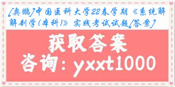 [奥鹏]中国医科大学22春学期《系统解剖学(本科)》实践考试试题[答案]