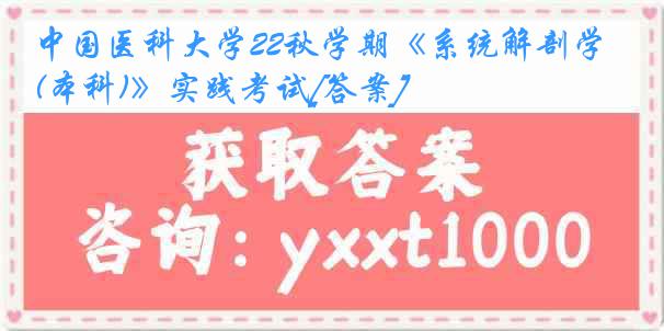 中国医科大学22秋学期《系统解剖学(本科)》实践考试[答案]