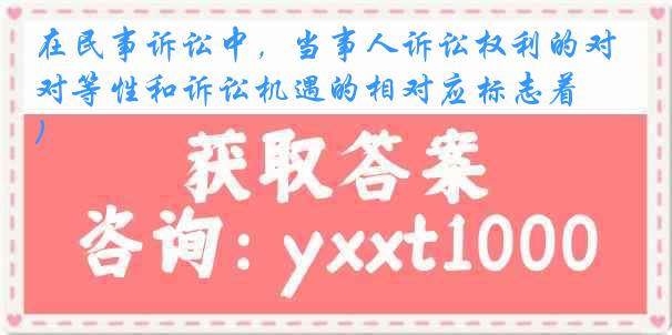 在民事诉讼中，当事人诉讼权利的对等性和诉讼机遇的相对应标志着 ( )