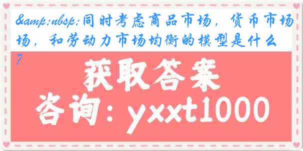 &nbsp;同时考虑商品市场，货币市场，和劳动力市场均衡的模型是什么？