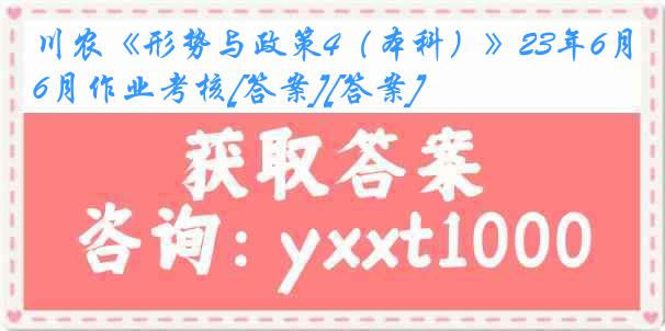 川农《形势与政策4（本科）》23年6月作业考核[答案][答案]