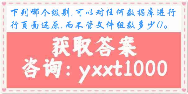下列哪个级别,可以对任何数据库进行页面还原,而不管文件组数多少()。