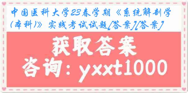 中国医科大学23春学期《系统解剖学(本科)》实践考试试题[答案][答案]