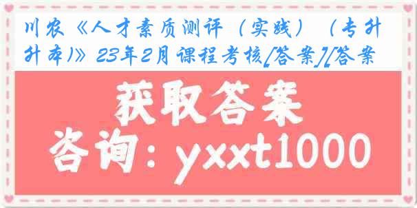 川农《人才素质测评（实践）（专升本)》23年2月课程考核[答案][答案]