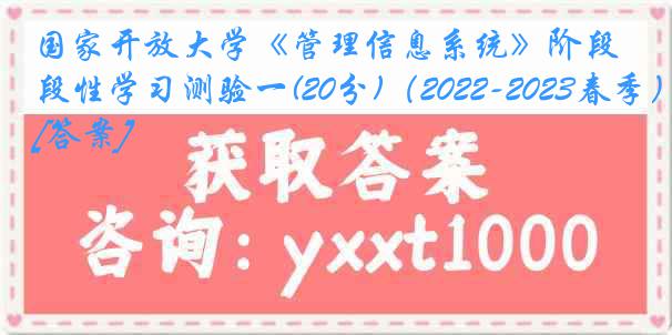 国家开放大学《管理信息系统》阶段性学习测验一(20分)（2022-2023春季）[答案]