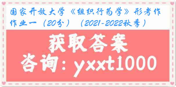 国家开放大学《组织行为学》形考作业一（20分）（2021-2022秋季）