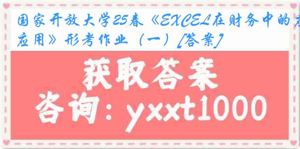 国家开放大学25春《EXCEL在财务中的应用》形考作业（一）[答案]