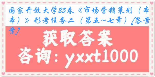 国家开放大学25春《市场营销策划（本）》形考任务二（第五~七章）[答案]